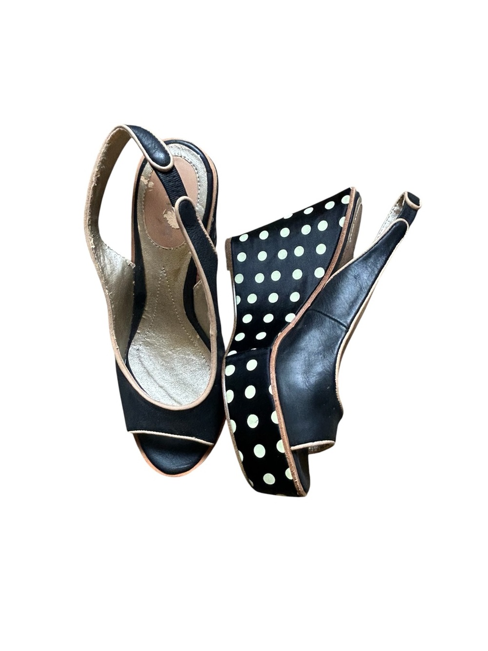 Nordstrom NaNa Black Polka Dot Slingback Wedge Platforms
